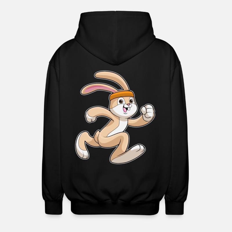 Rabbit jogging with headband - Unisex Hooded Jacket - black