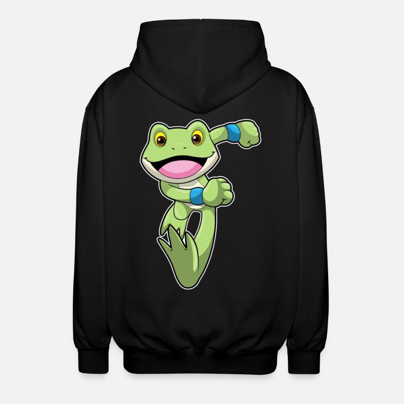 Frog jogging with sweatband - Unisex Hooded Jacket - black