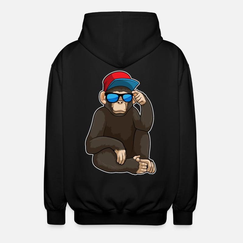 Monkey with sunglasses - Unisex Hooded Jacket - black
