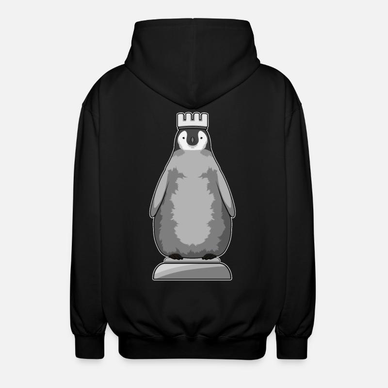 Pinguin als Schachfigur König - Unisex Kapuzenjacke - Schwarz