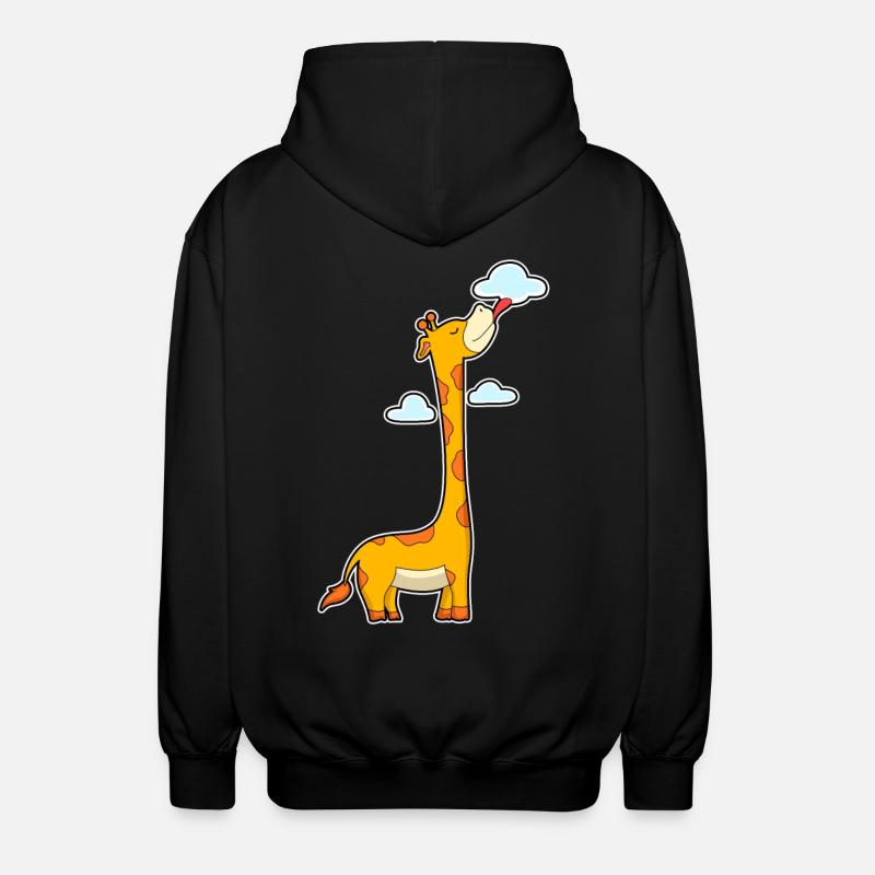 Giraffe with clouds - Unisex Hooded Jacket - black