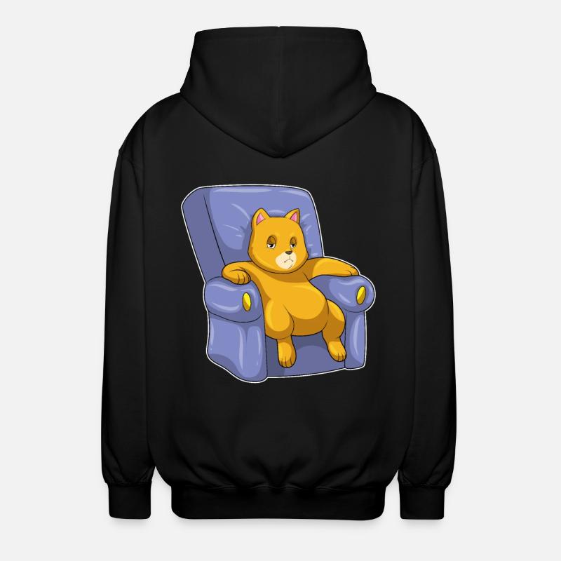 Katze mit Sofa - Unisex Kapuzenjacke - Schwarz
