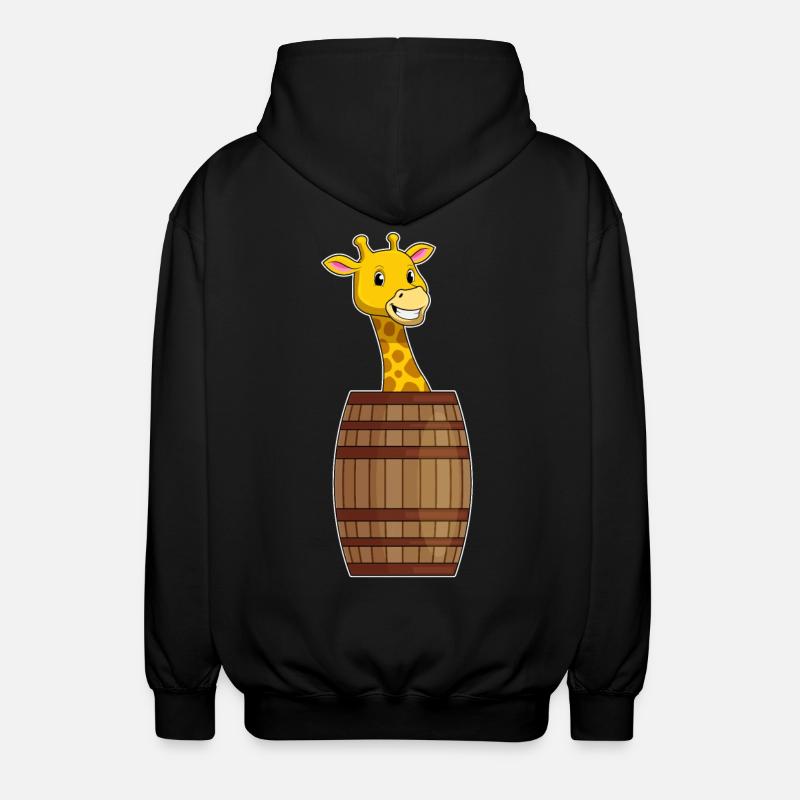 Giraffe mit Fass - Unisex Kapuzenjacke - Schwarz