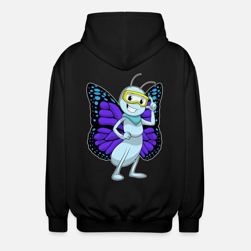Butterfly with glasses - Unisex Hooded Jacket - black