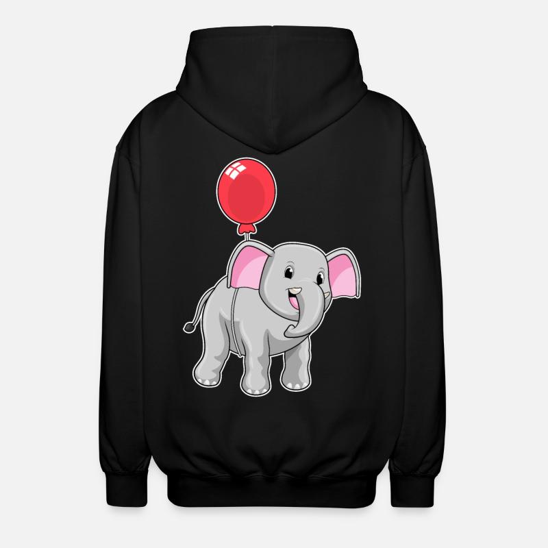 Elefant mit Luftballon - Unisex Kapuzenjacke - Schwarz