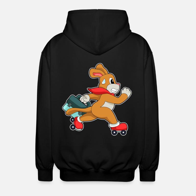Dog with roller skates - Unisex Hooded Jacket - black