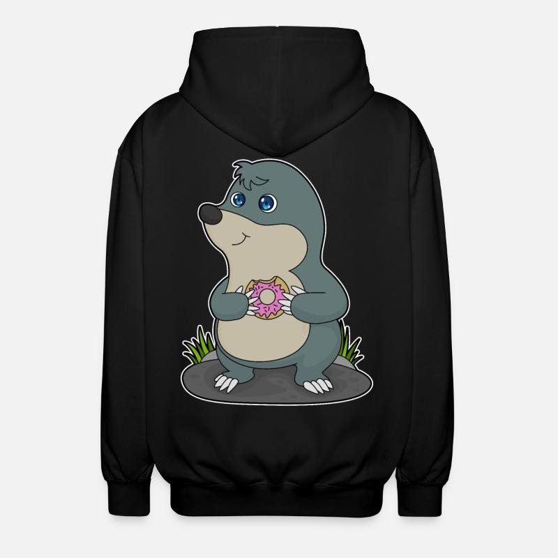 Maulwurf mit Donut - Unisex Kapuzenjacke - Schwarz