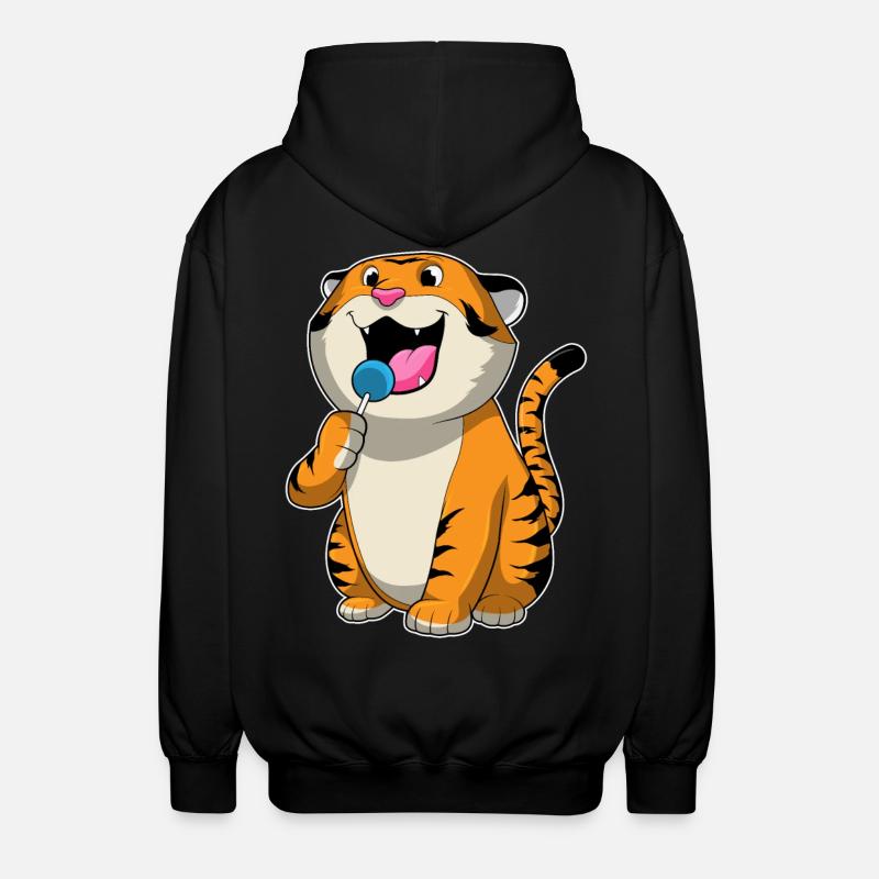 Tiger with lollipop - Unisex Hooded Jacket - black