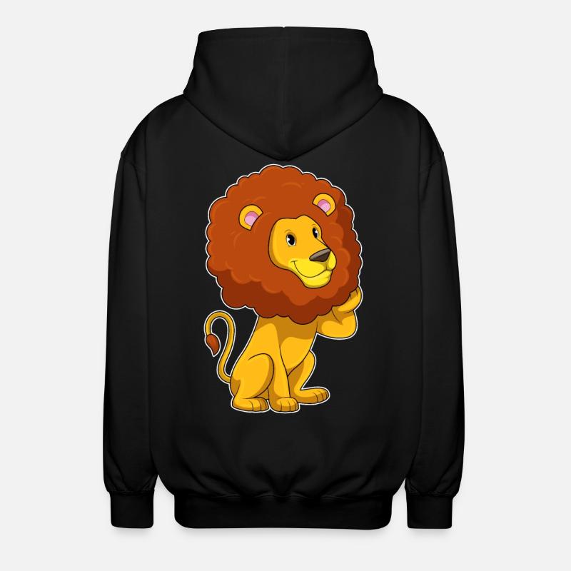 Löwe mit Locken - Unisex Kapuzenjacke - Schwarz