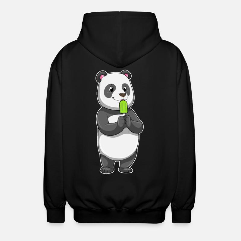 Panda with popsicles - Unisex Hooded Jacket - black