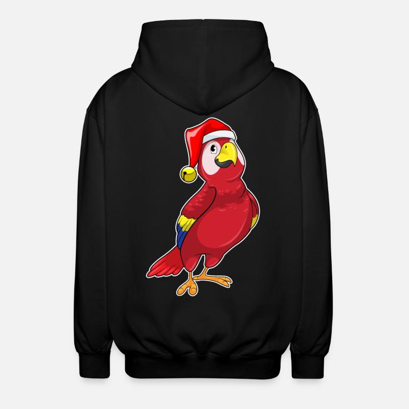 Parrot with Christmas cap - Unisex Hooded Jacket - black