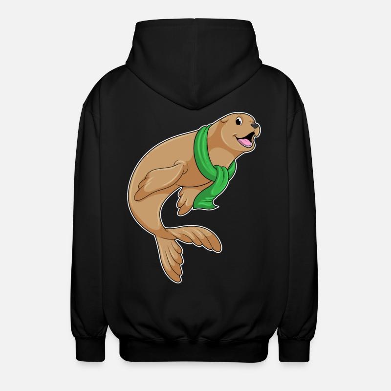 Seal with scarf - Unisex Hooded Jacket - black