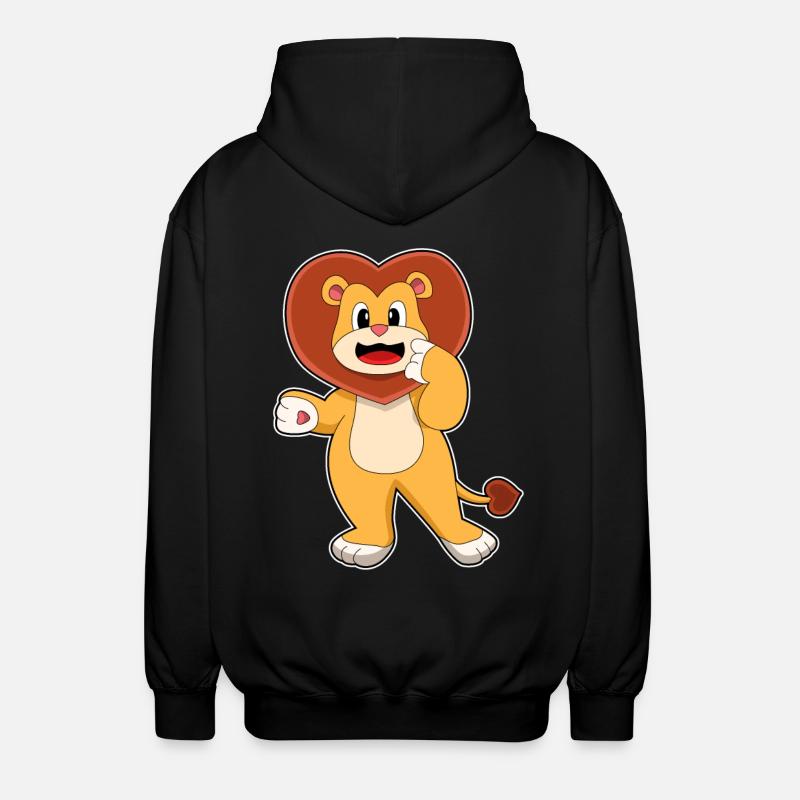 Lion avec cœur - Veste à capuche unisexe - noir