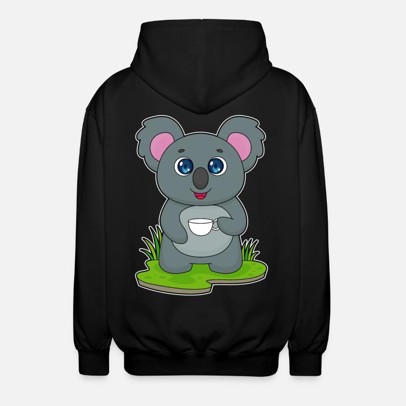 Koala mit Kaffeetasse - Unisex Kapuzenjacke - Schwarz