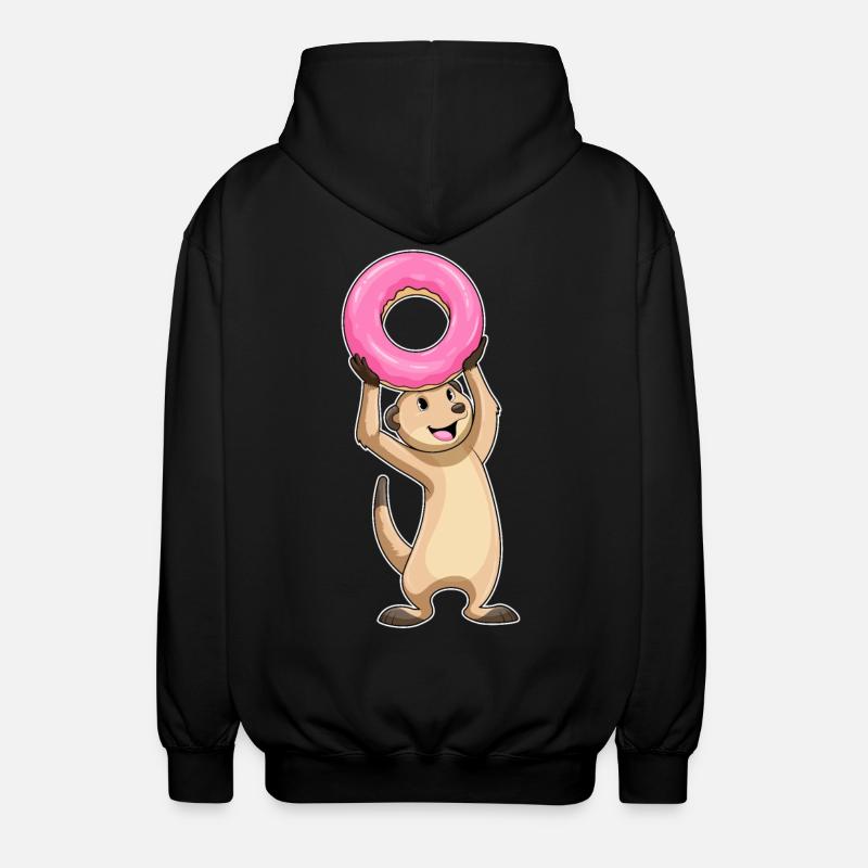 Erdmännchen mit Donut - Unisex Kapuzenjacke - Schwarz