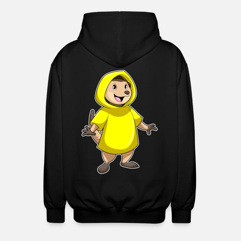 Erdmännchen mit Regenjacke - Unisex Kapuzenjacke - Schwarz