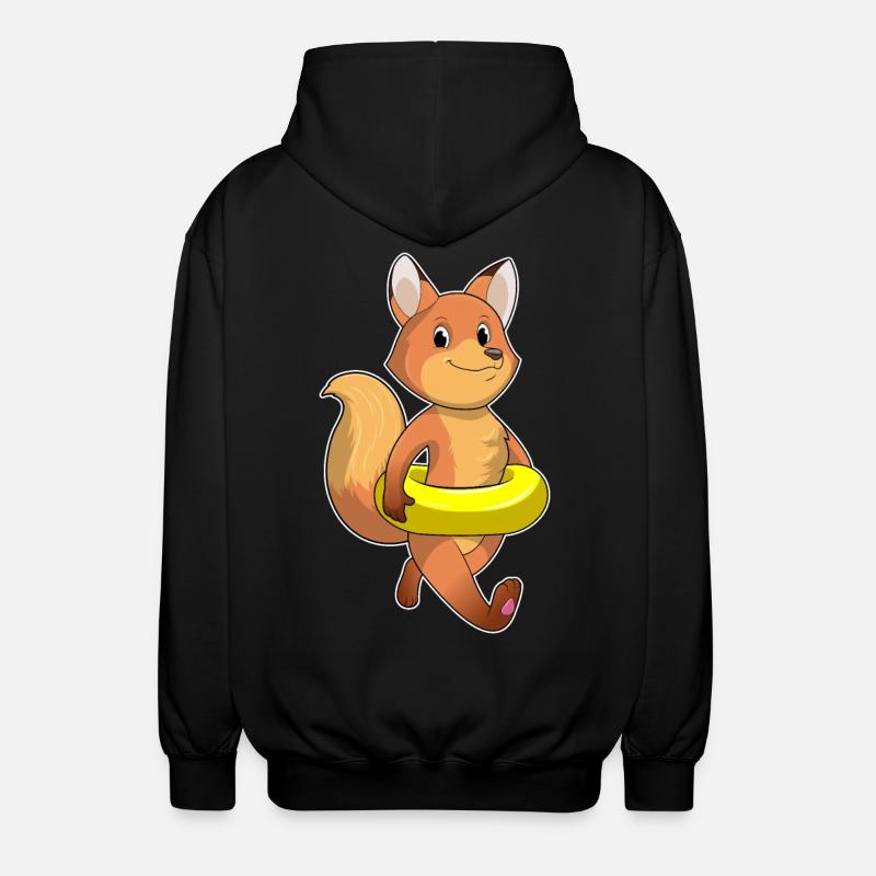 Fuchs mit Rettungsring - Unisex Kapuzenjacke - Schwarz