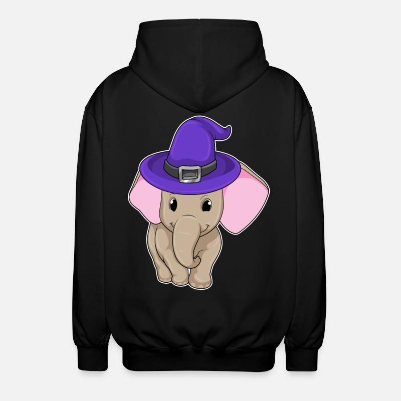 Elephant as a wizard - Unisex Hooded Jacket - black