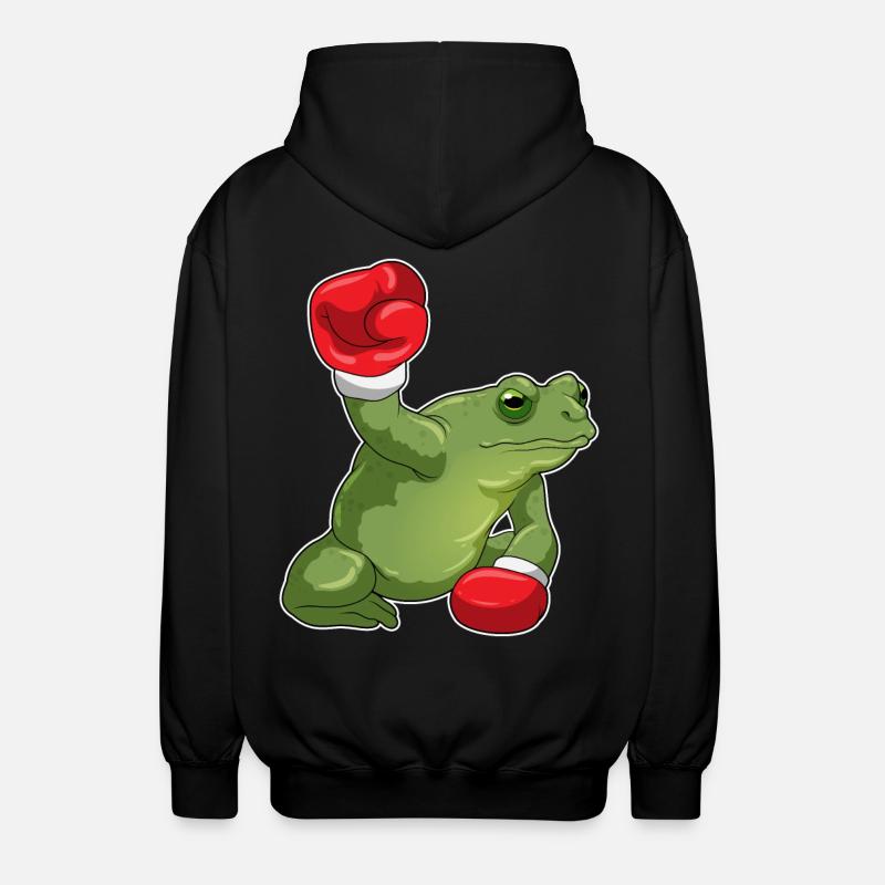 Frog Boxer Boxing Gloves - Unisex Hooded Jacket - black