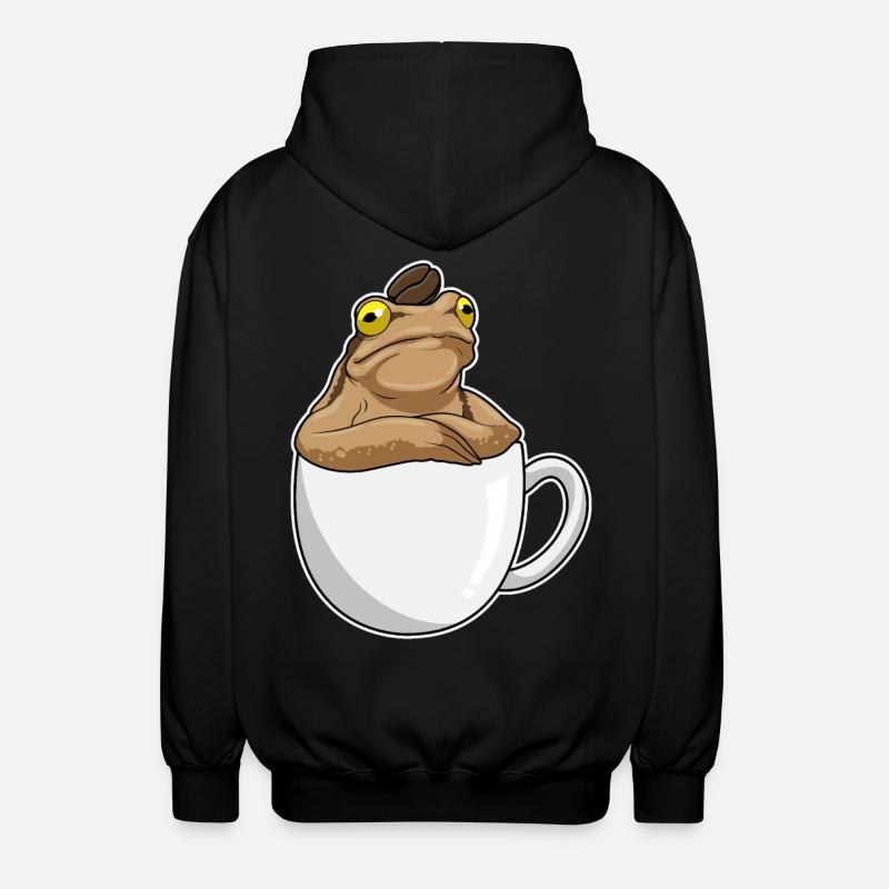 Frog Coffee Coffee Bean - Unisex Hooded Jacket - black