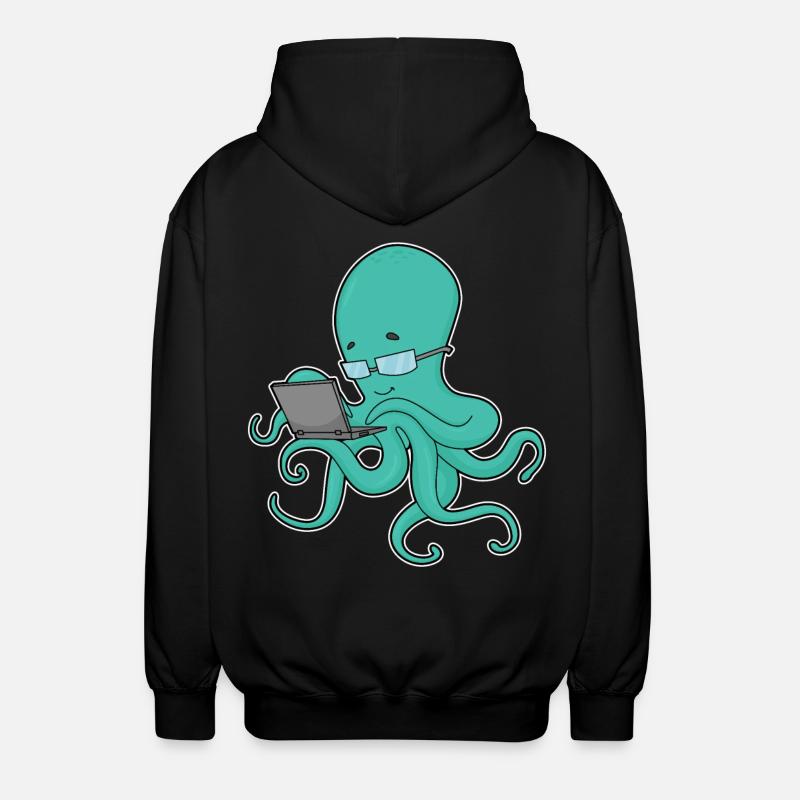 Octopus Laptop - Unisex Hooded Jacket - black
