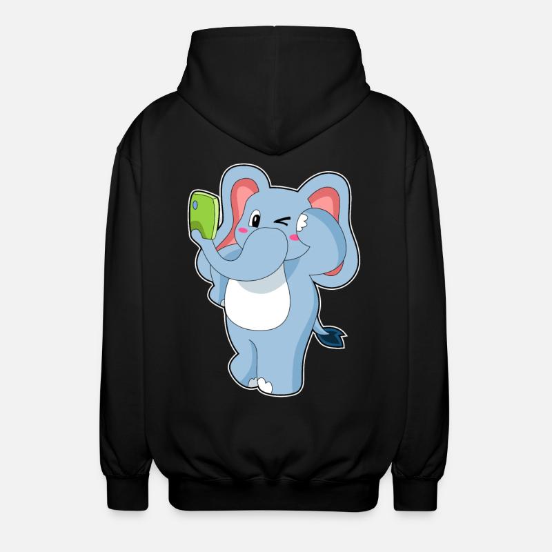 Téléphone portable éléphant - Veste à capuche unisexe - noir