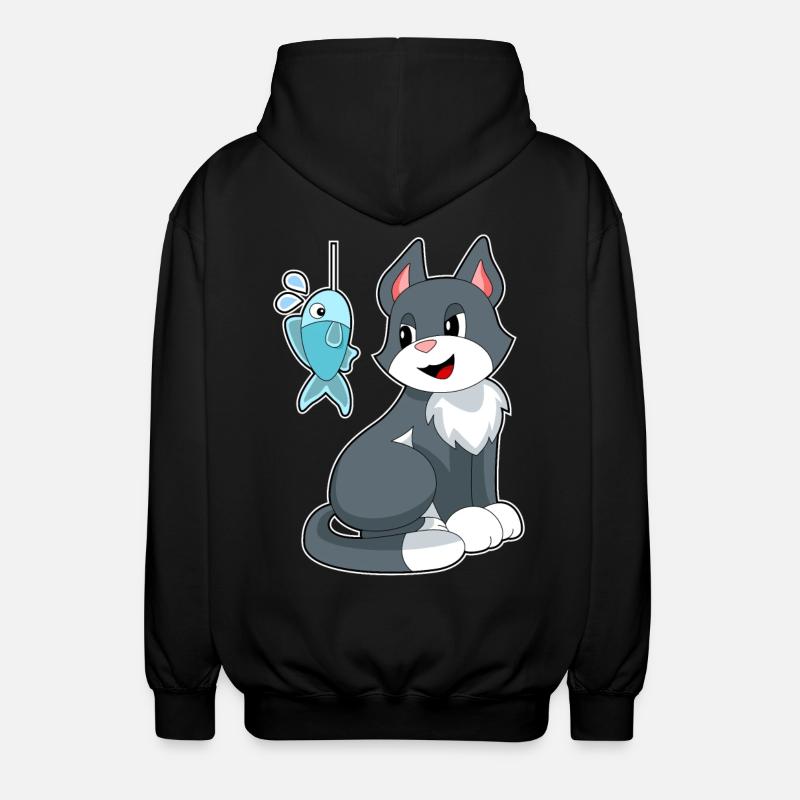 Cat Bait Fish - Unisex Hooded Jacket - black