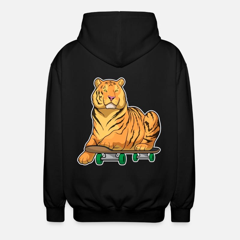 Tiger Skater Skateboard - Unisex Hooded Jacket - black