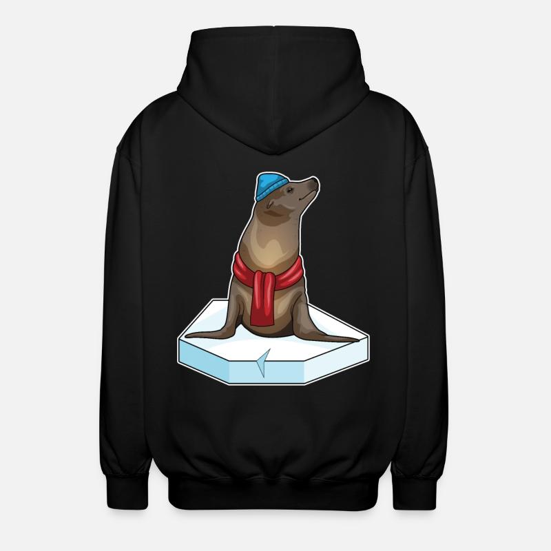 Seal Ice Plaice - Unisex Hooded Jacket - black