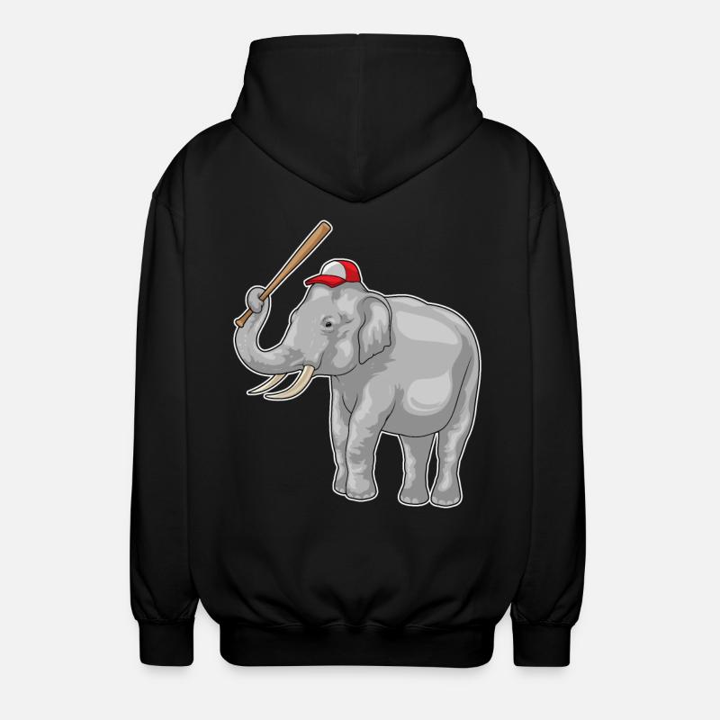 Elefant Baseballschläger Baseball - Unisex Kapuzenjacke - Schwarz