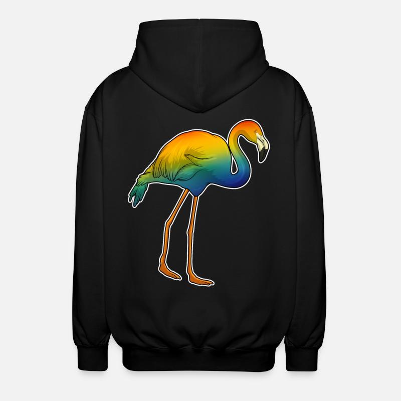 Flamingo Regenbogen - Unisex Kapuzenjacke - Schwarz