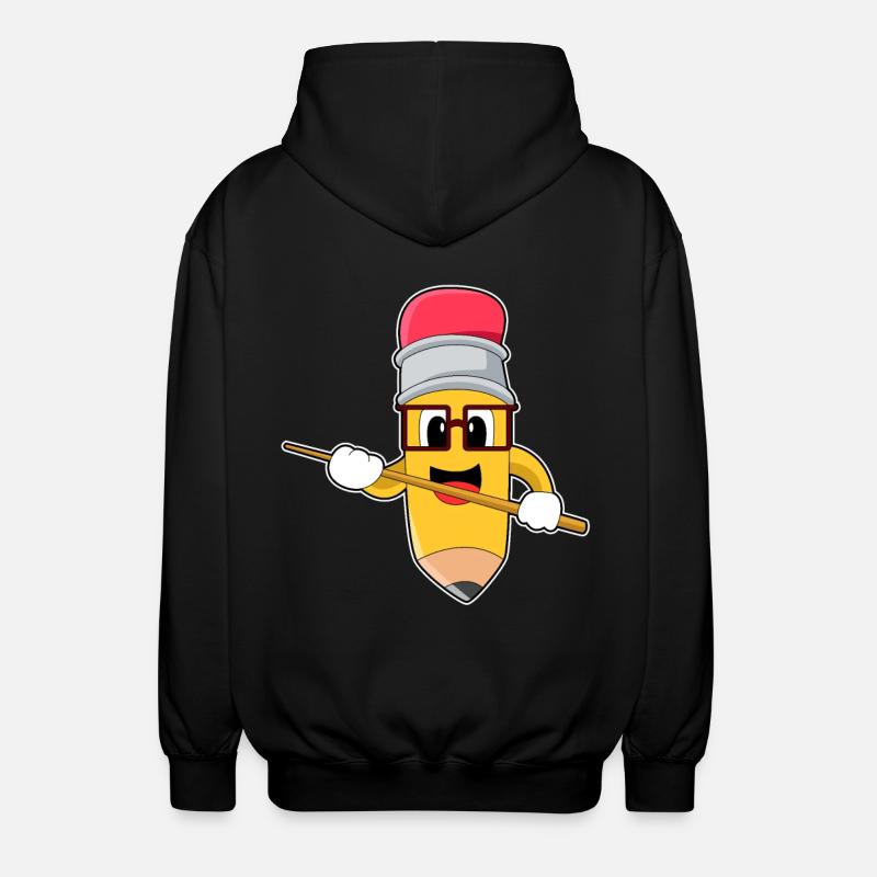 Pencil Teacher Pointer - Unisex Hooded Jacket - black