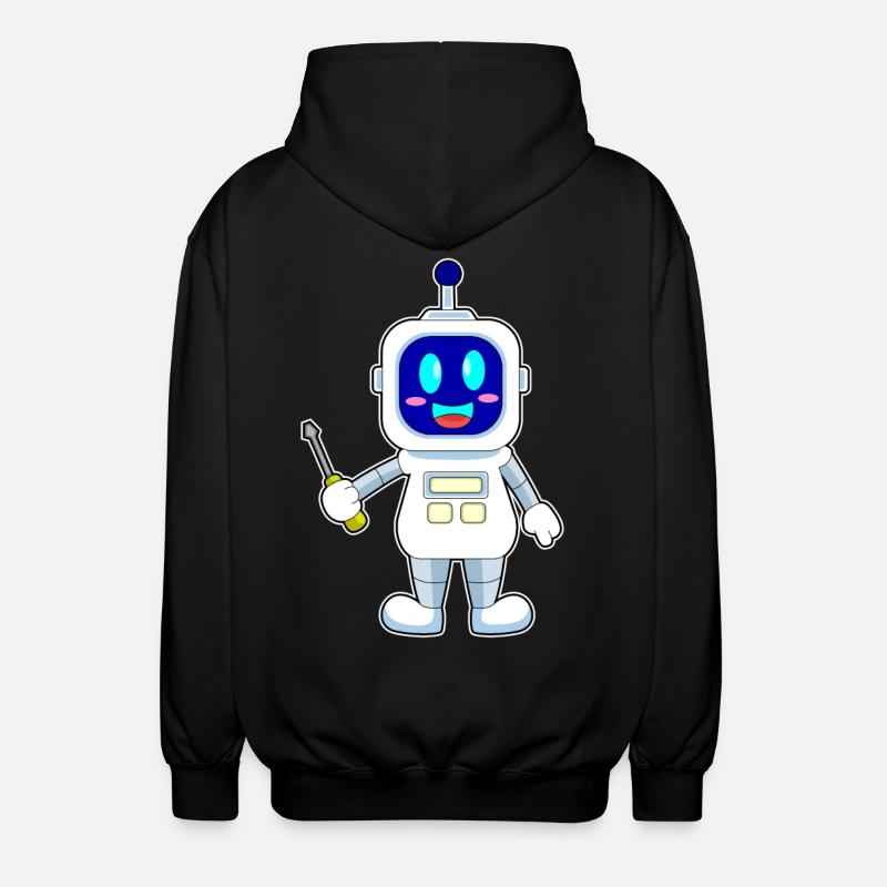 Roboter Handwerker Schraubenzieher - Unisex Kapuzenjacke - Schwarz