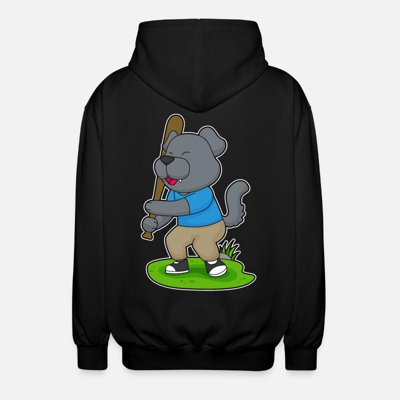 Chien Baseball Batte - Veste à capuche unisexe - noir
