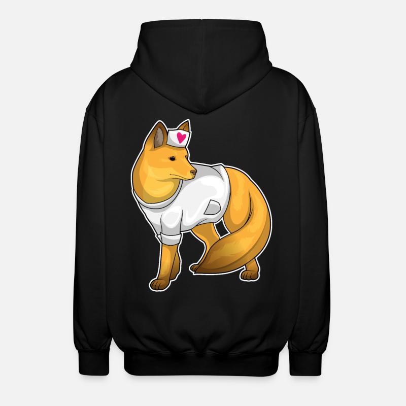 Fuchs Krankenschwester Herz - Unisex Kapuzenjacke - Schwarz