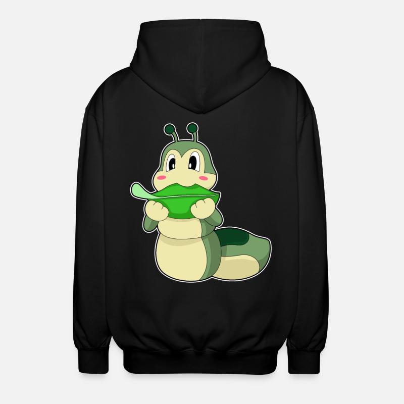 Caterpillar food leaf - Unisex Hooded Jacket - black