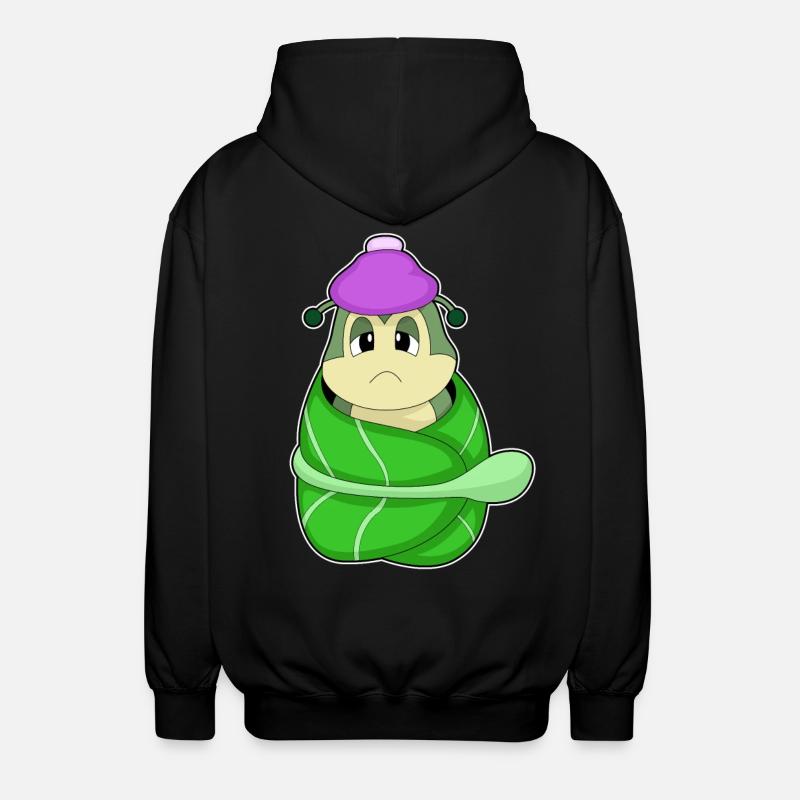 Caterpillar leaf sick - Unisex Hooded Jacket - black