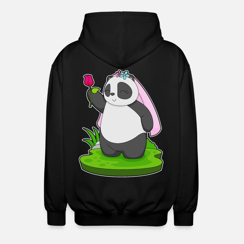 Panda Bride Rose Wedding - Unisex Hooded Jacket - black