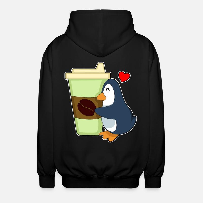 Penguin Coffee to go - Unisex Hooded Jacket - black