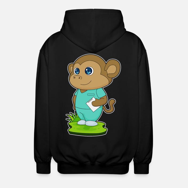 Monkey Nurse Sticky Notes - Unisex Hooded Jacket - black