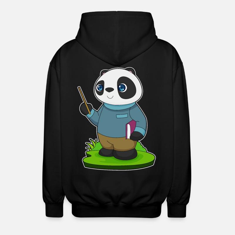 Panda Lehrer Pointer - Unisex Kapuzenjacke - Schwarz
