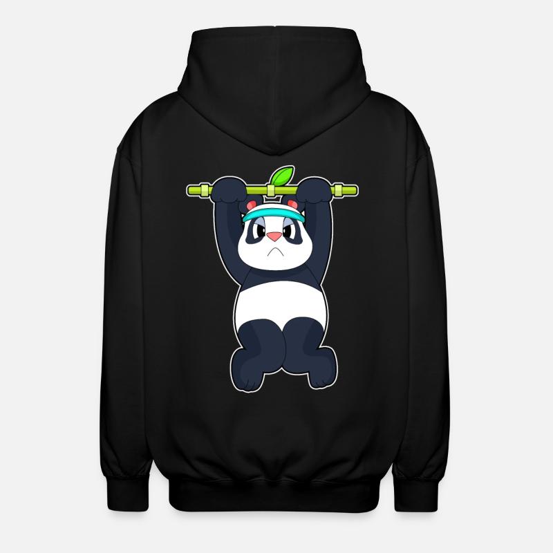 Panda Fitness Pull-ups - Unisex Hooded Jacket - black