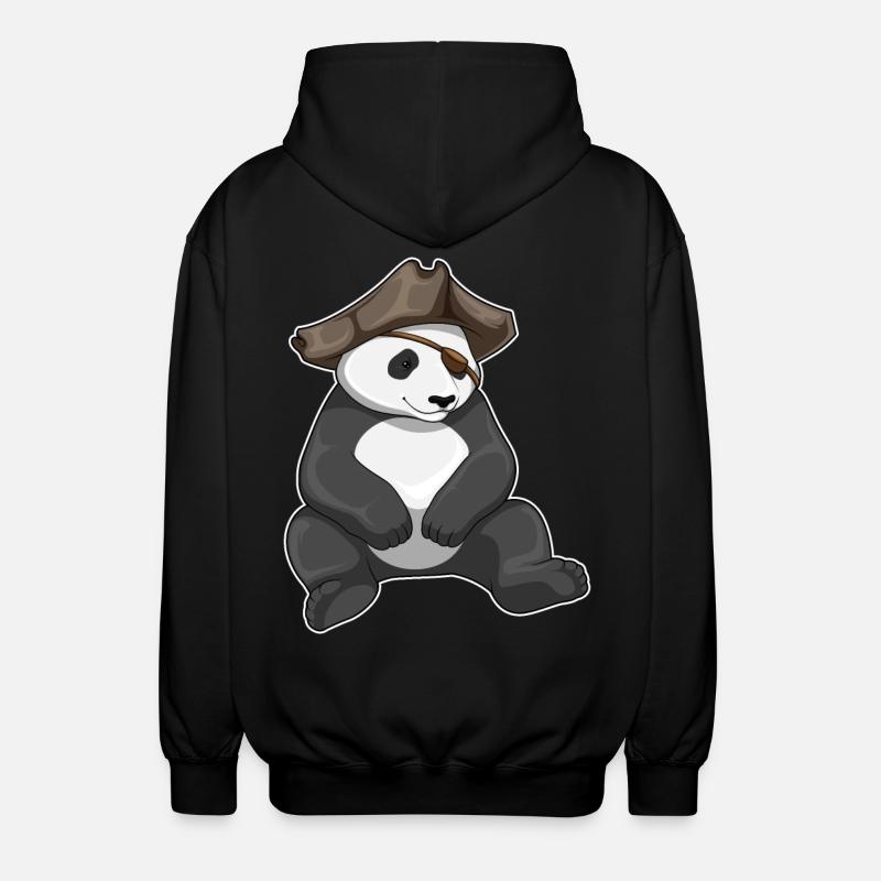 Panda Pirate Pirate Hat - Unisex Hooded Jacket - black