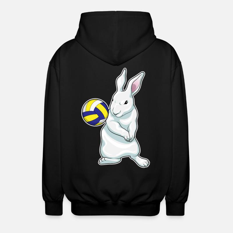 Volley-ball de lapin - Veste à capuche unisexe - noir