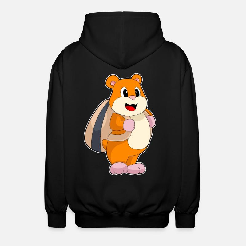 Hamster Backpack - Unisex Hooded Jacket - black