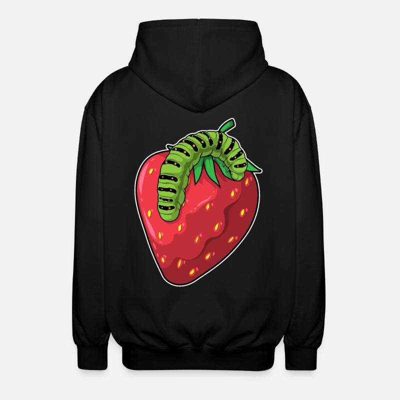 Caterpillar strawberry - Unisex Hooded Jacket - black
