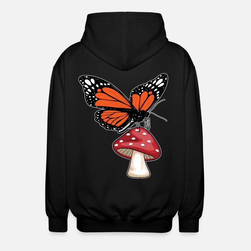 Butterfly mushroom - Unisex Hooded Jacket - black