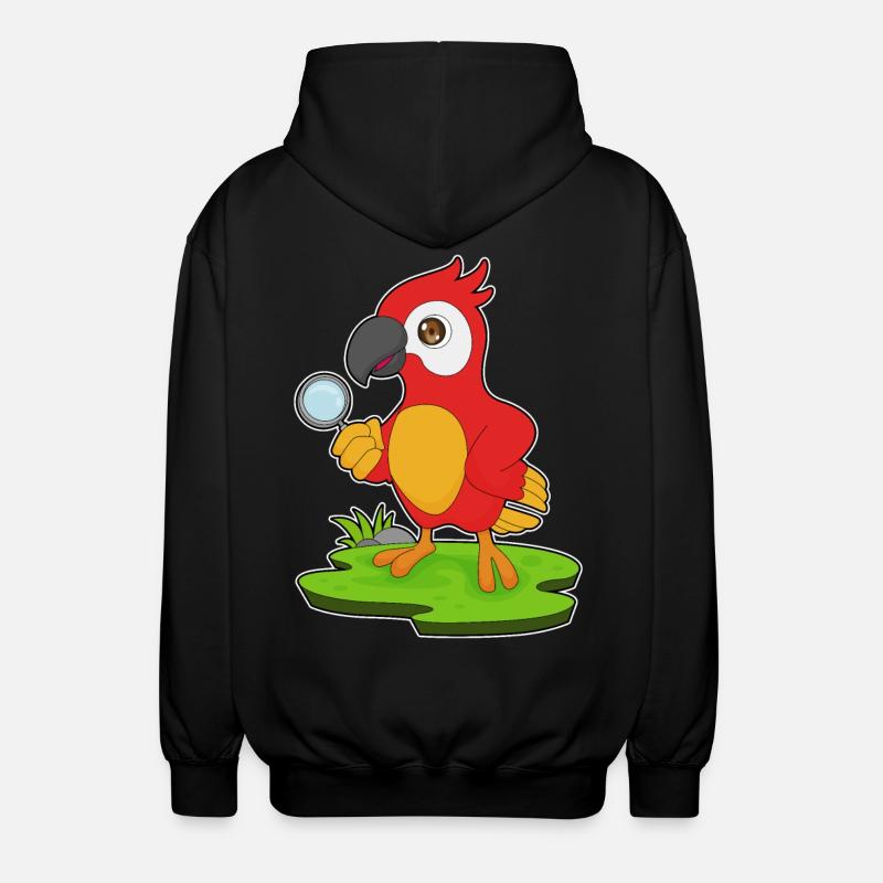 Parrot Detective Magnifier - Unisex Hooded Jacket - black