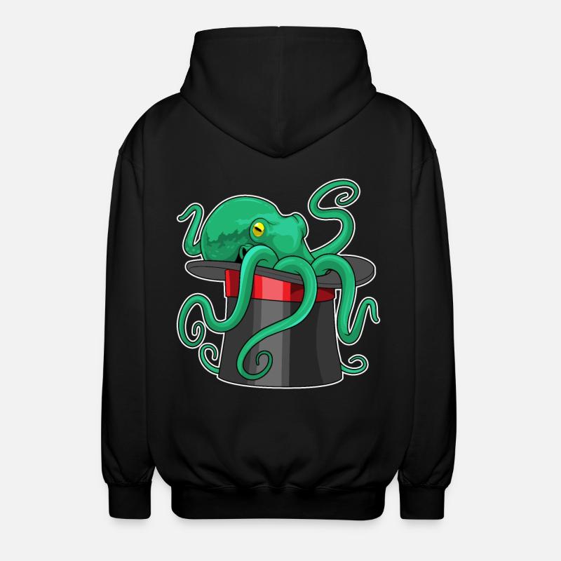 Octopus Wizard Cylinder - Unisex Hooded Jacket - black