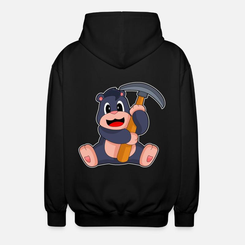 Mole Miner Pickaxe - Unisex Hooded Jacket - black